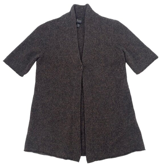 Eileen Fisher Sweaters - Eileen Fisher PM Merino Wool Blend Cardigan Brown Short Sleeve med petite